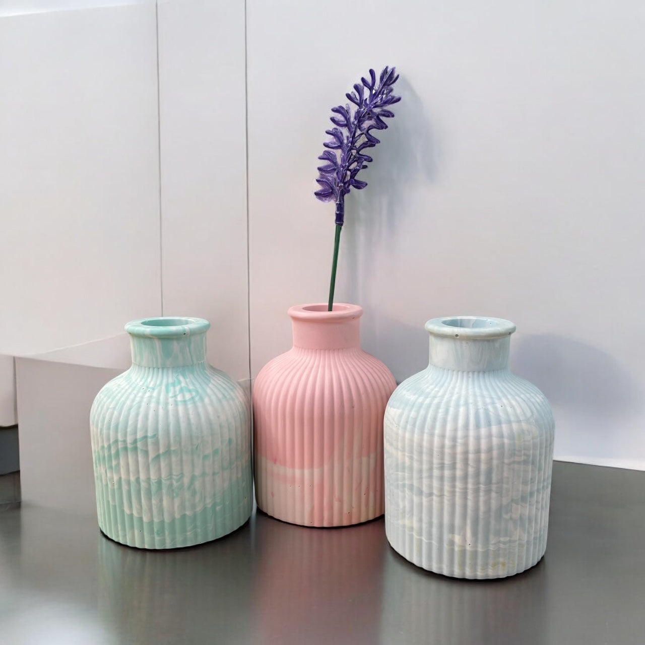 Set of 3 Pastel Jesmonite Bud Vases